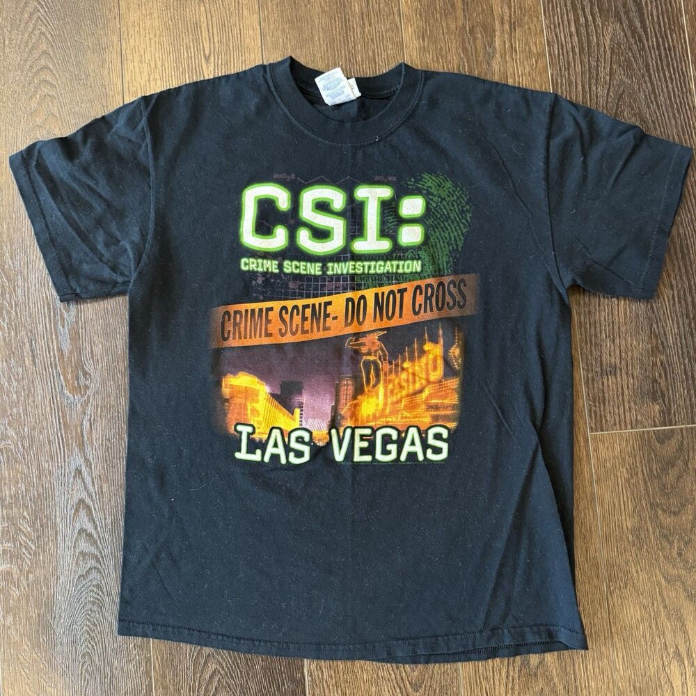 Vintage CSI Las Vegas T-Shirt Crime Scene Graphic Black - men’s size large